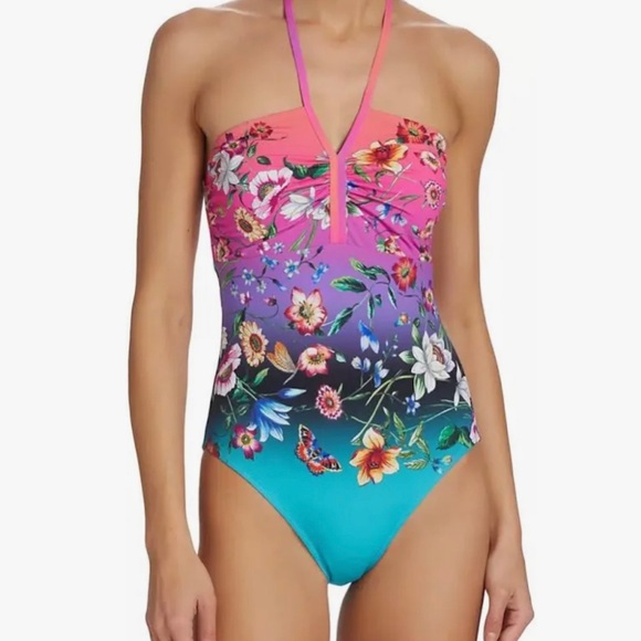 Johnny Was Ombre Front Tie One Piece Multi Women’s Swimsuit Size M